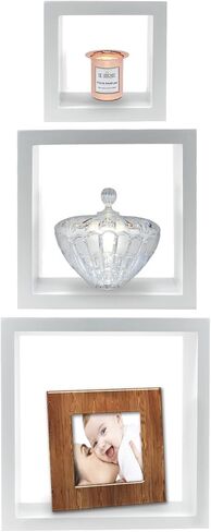 Sorbus Floating Box Shelves — Square Cube Wall Decor Hanging Shelves Decoration — Shelf for Living Room, Bedroom, Trophy Display, Photo Frames in Kuwait