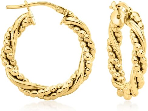 Ross-Simons Italian 18kt Gold Over Sterling Twisted Bead Hoop Earrings in Saudi Arabia