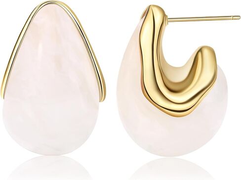 Acrylic Teardrop Hoop Earrings Chunky Gold Dangle Drop Earring Vintage Statement Jewelry for Women in Saudi Arabia