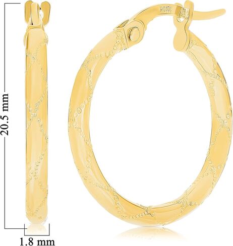 الإيطالية ك 14 الذهب الأصفر الشطرنج كمين تصميم الأقراط الصغيرة جوفاء in Kuwait