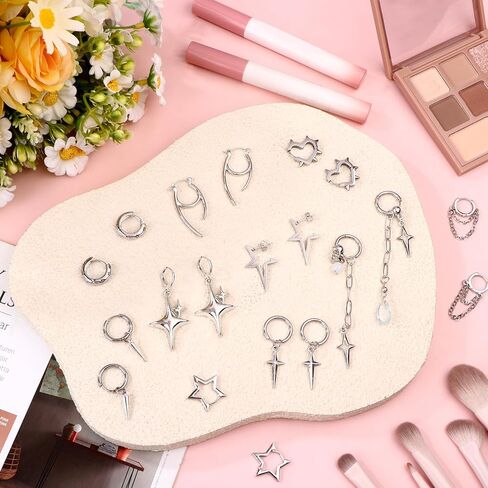 10 أزواج هوب استرخى أقراط ايمو الشرير Y2k أقراط الموسيقى الكورية أقراط ستار سبايك سلسلة هوب أقراط للرجال النساء in Kuwait