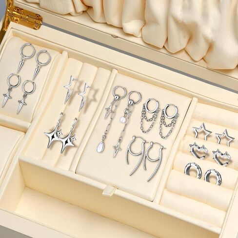 10 أزواج هوب استرخى أقراط ايمو الشرير Y2k أقراط الموسيقى الكورية أقراط ستار سبايك سلسلة هوب أقراط للرجال النساء in Kuwait