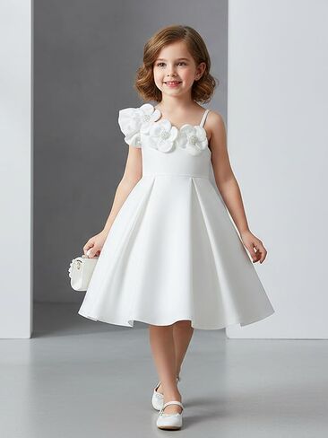 فساتين بناتي بكتف واحد صيفي كاجوال فستان زهور ثلاثي الأبعاد على شكل حرف A لحفلات أعياد الميلاد للأطفال والبنات من عمر 4 إلى 7 سنوات in Kuwait