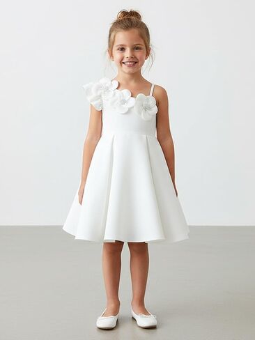 فساتين بناتي بكتف واحد صيفي كاجوال فستان زهور ثلاثي الأبعاد على شكل حرف A لحفلات أعياد الميلاد للأطفال والبنات من عمر 4 إلى 7 سنوات in Kuwait