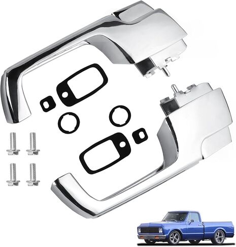 Chrome Exterior Front Left Right Pair Set Door Handles Compatible with 1967-1972 Chevy C/K 10 20 30 GMC C/K 15 25 35 1500 2500 3500 Pickup Jimmy Blazer Truck Replaces 3927895 3927899 in Saudi Arabia