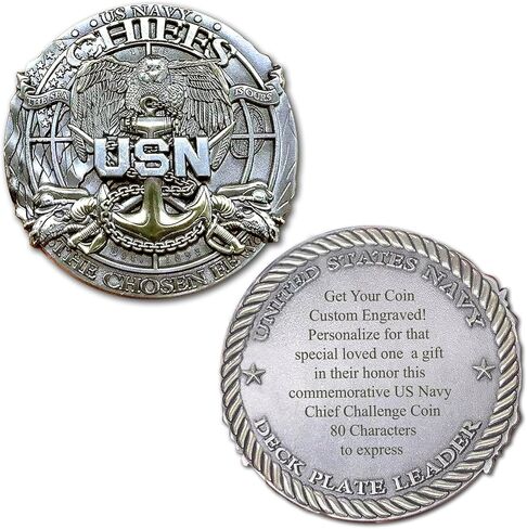 USN Chief Custom Engravable US Military Collectible Challenge Coin in Kuwait
