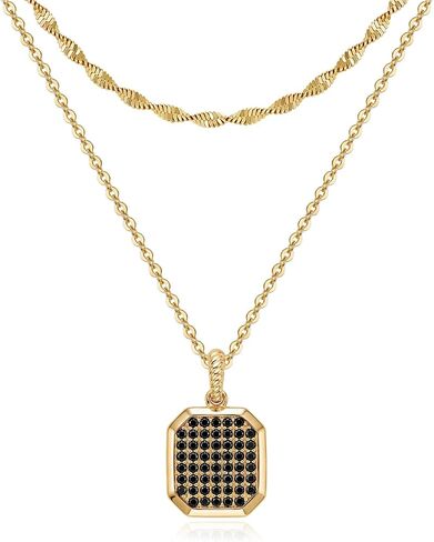 قلادات متعددة الطبقات للنساء، قلادة أنيقة مطلية بالذهب عيار 14 قيراط وقلادة زركونيا مكعبة هدايا مجوهرات ذهبية للنساء in Kuwait