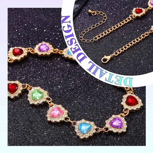 JEAIRTS Colorful Heart Rhinestone Choker Necklace Gold Multicolor Crystal Collar Necklaces Jewelry for Women in Kuwait