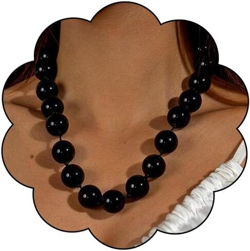 Colorf Chunky Beaded Necklace for Women Acrylic Round Beaded Choker Necklace Adjustable Ball Necklace Summer Vacation Jewelry in Saudi Arabia