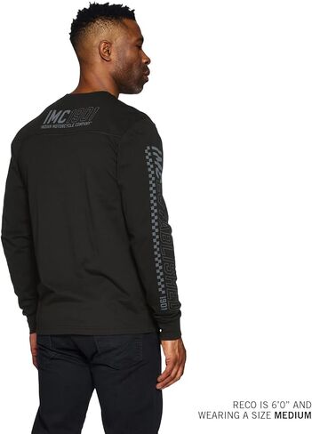 Indian Motorcycle Men's IMC 1901 Sleeve Print Longsleeve T-Shirt, Black in Kuwait