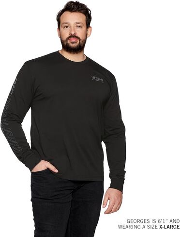Indian Motorcycle Men's IMC 1901 Sleeve Print Longsleeve T-Shirt, Black in Kuwait