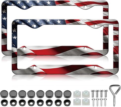 Mushroom License Plate Frames - 2 Pack Woodland Fern Dragonfly Amanita License Plate Holder,Aluminum Metal Rust-Proof Waterproof Car Decorative Tag Frames for Standard US Canada 12x6 Inch in Kuwait