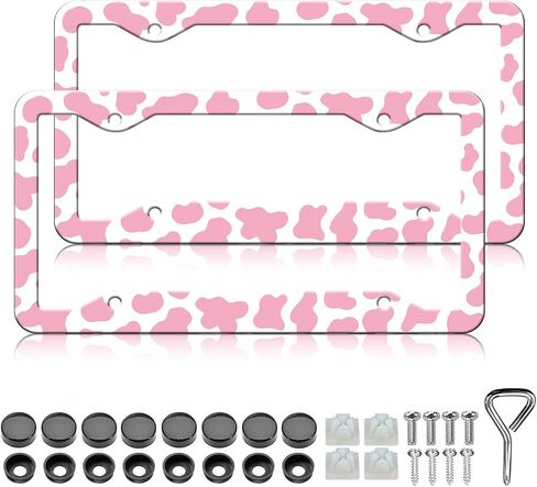 Mushroom License Plate Frames - 2 Pack Woodland Fern Dragonfly Amanita License Plate Holder,Aluminum Metal Rust-Proof Waterproof Car Decorative Tag Frames for Standard US Canada 12x6 Inch in Saudi Arabia