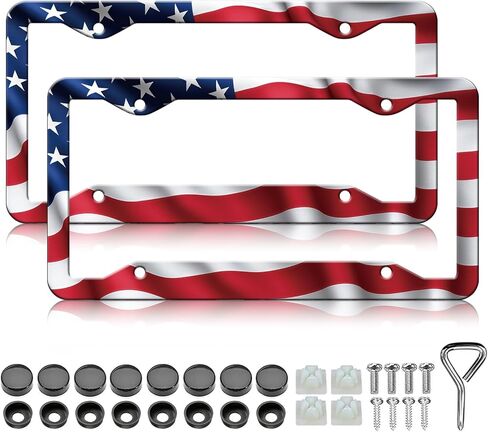 Mushroom License Plate Frames - 2 Pack Woodland Fern Dragonfly Amanita License Plate Holder,Aluminum Metal Rust-Proof Waterproof Car Decorative Tag Frames for Standard US Canada 12x6 Inch in Saudi Arabia