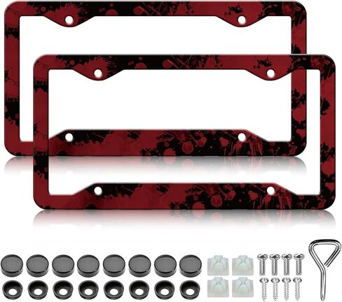 Mushroom License Plate Frames - 2 Pack Woodland Fern Dragonfly Amanita License Plate Holder,Aluminum Metal Rust-Proof Waterproof Car Decorative Tag Frames for Standard US Canada 12x6 Inch in Saudi Arabia