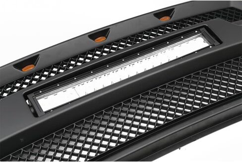 JX RACING Front Bumper Grille Hood Grill With LED Lights Compatible with Ford F150 F-150 2015 2016 2017 Matte Black Mesh Upper Grille Assembly With LED Light Bar W/O Camera Hole Raptor Style in Kuwait