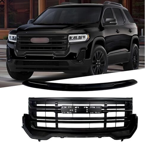 Front Bumper Upper Grille Grill For GMC Acadia SLE SLT AT4 2020 2021 2022 2023 Denali OE Style Hood Mesh Grill Glossy Black in Kuwait