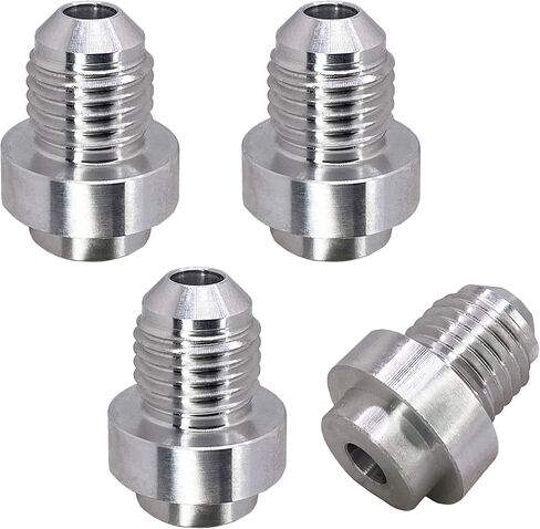 AN3 Weld On Bung Aluminum Male Flare Weldable Fuel Tank Fitting AN3 JIC-3 AN (3/8-24) Thread Hose Adapter Connector (2, Aluminum, AN3) in Kuwait