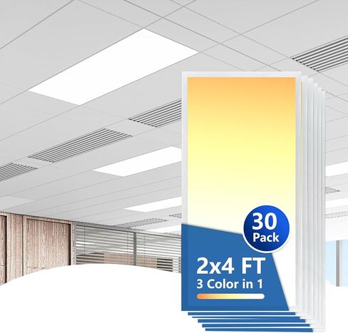 CycevSun 2x4 LED Flat Panel Light for Drop Ceiling, 0-10V Dimmable, 30/40/50W Selectable, 3000K 4000K 5000K Switchable, 120-277V, ETL Listed, 12 Pack in Saudi Arabia