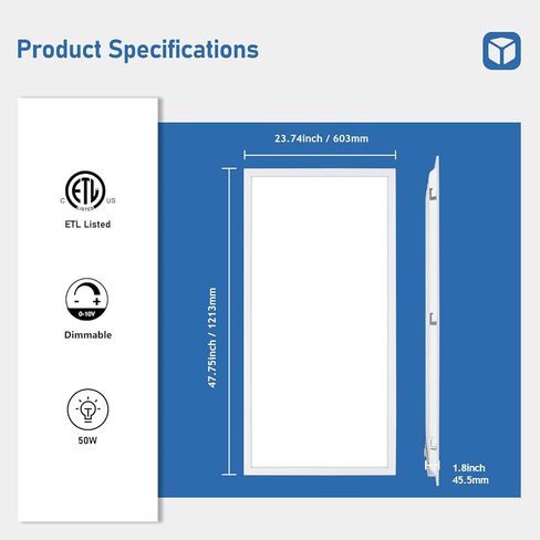 CycevSun 2x4 LED Flat Panel Light for Drop Ceiling, 0-10V Dimmable, 30/40/50W Selectable, 3000K 4000K 5000K Switchable, 120-277V, ETL Listed, 12 Pack in Saudi Arabia