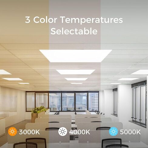 6 عبوات 2x4 LED لوحة مسطحة ضوء السقف 0-10 فولت عكس الضوء، 30/40/50 واط و3000 كيلو/4000 كيلو/5000 كيلو قابلة للاختيار، للمكتب، المتجر، 120-277 فولت، مدرج في قائمة ETL in Kuwait