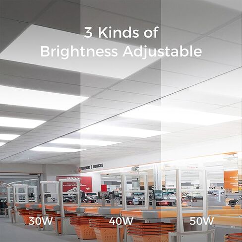 6 عبوات 2x4 LED لوحة مسطحة ضوء السقف 0-10 فولت عكس الضوء، 30/40/50 واط و3000 كيلو/4000 كيلو/5000 كيلو قابلة للاختيار، للمكتب، المتجر، 120-277 فولت، مدرج في قائمة ETL in Kuwait