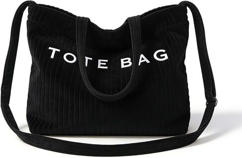 Tote Bag for Women Letter Print Tote Bag Corduroy Handbag for Work Travel Hobo Bags Adjustable Strap in Saudi Arabia
