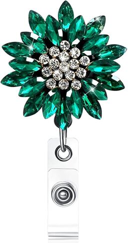 حامل شارة فاخر قابل للسحب، بكرة شارة لامعة، مشبك شارة اسم كريستال لامع للنساء in Kuwait