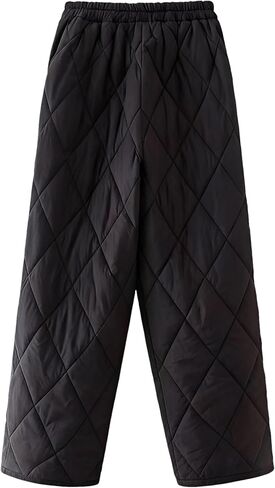 Women's Windproof Waterproof Snow Pants Elastic Waist Ultralight Winter Warm Down Padded Outdoor Trousers in Kuwait