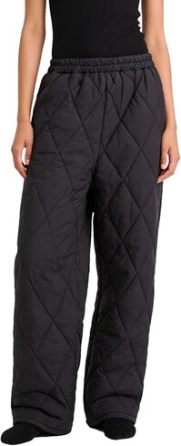 Women's Windproof Waterproof Snow Pants Elastic Waist Ultralight Winter Warm Down Padded Outdoor Trousers in Kuwait