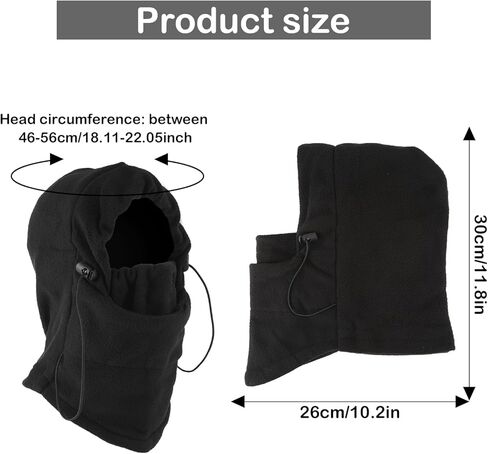 Winter Balaclava Face Mask for 4-10 Years Old, Adjustable Warm Windproof Balaclava Ski Mask for Winter Fleece Hat for Outdoor Activities Skiing Motorcycle Riding Running Black in Saudi Arabia