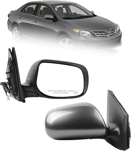 Dasbecan Left Driver Side Mirror Compatible With 2009-2013 Toyota Corolla With Power Glass Heated Manual Folding Door Mirror Silver Replace#8790902A81 TO1320247(5Pins） in Saudi Arabia