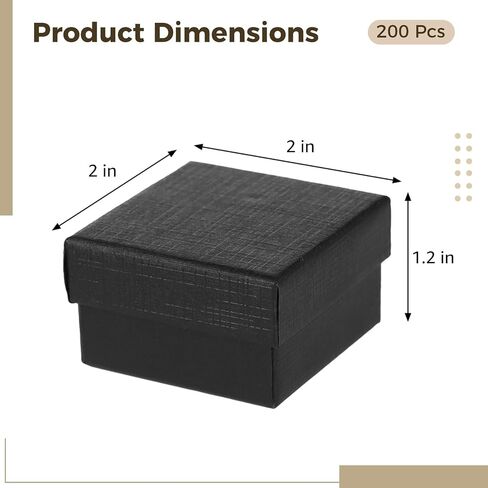 200 قطعة من علب هدايا المجوهرات من الورق المقوى، صناديق سوداء صغيرة مقاس 2 × 2 × 1.2 بوصة للهدايا، وصناديق حلقات القرط، وصناديق الحلقات الكبيرة لتخزين وعرض المجوهرات المتعددة in Kuwait