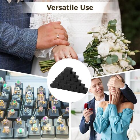 200 قطعة من علب هدايا المجوهرات من الورق المقوى، صناديق سوداء صغيرة مقاس 2 × 2 × 1.2 بوصة للهدايا، وصناديق حلقات القرط، وصناديق الحلقات الكبيرة لتخزين وعرض المجوهرات المتعددة in Kuwait