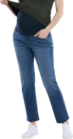 Motherhood Maternity Womens Secret Fit Over The Belly Slim Straight Leg Denim Pregnancy Jeans in Saudi Arabia