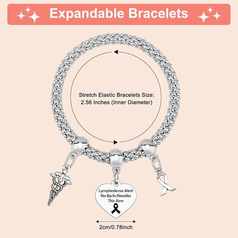 أساور طبية للنساء أساور تنبيه الوذمة اللمفية للمرأة هدايا ملهمة لابنة أخت صديق الوذمة اللمفية تنبيه طبي تمتد مجوهرات الصداقة هدايا تشجيع لها in Kuwait
