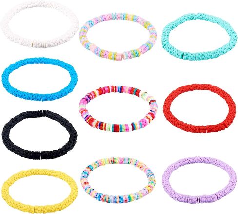 Elecrelive Glass Round Beaded Bracelet Set Clay Beaded Bracelets Stretch Bracelets in Saudi Arabia