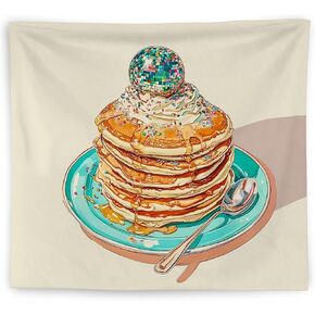 WNAGT Retro Trendy Disco Pancakes Tapestry Wall Hanging, Whimsical Sparkly Disco Ball Sprinkles Pancakes Wall Blanket Decor for Home Kitchen Dining Room Cafe Bar, 50x60 Inch in Kuwait