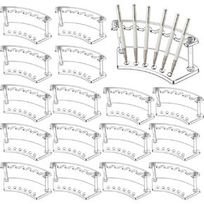 SHENLIU 16 قطعة من حامل القلم البلاستيكي حامل رف العرض 6 فتحات أقلام شفافة رف عرض رفوف فرشاة المكياج منظم حامل الحاجب للمدرسة والمكتب ومتجر المنزل in Kuwait