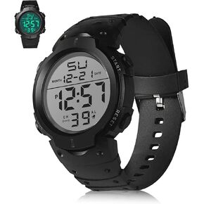 ساعة رقمية للرجال، ساعات عسكرية رياضية للنساء، مقاومة للماء، شاشة كبيرة خارجية مع ضوء خلفي LED، تاريخ إنذار للتدريب على السباحة والجري والأنشطة الداخلية الخارجية in Kuwait