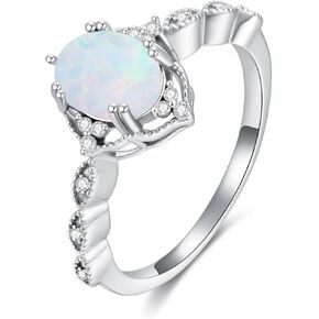 925 Sterling Silver Opal Engagement Rings for Women Center 1.5CT Oval Cut Opal Promise Wedding Rings with Cubic Zirconia for Her in Kuwait