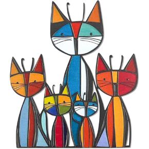 Lonxio Metal Cat Wall Art Decor - Colorful Mid Century Wall Sculpture for Cat Lovers, Perfect for Bathroom, Living Room, Kitchen, Office (Classic) in Saudi Arabia