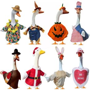 8 Set Porch Goose Outfits, Seasonal Holiday Summer Fall Halloween Christmas Thanksgiving Day Valentine Goose Clothes for 23" Cement Statue Patio Outdoor Decoration, Yard Goose Outfits in Kuwait