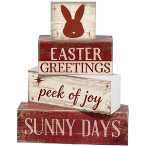Spring Decoration Wooden Tiered Tray Decor – Tulip Blossoms Spring Stacked Block Sign with Floral Accent – Farmhouse Tabletop Spring Decor for Shelf Mantel Seasonal Home Display in Saudi Arabia