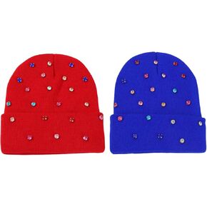 Luxury Bling Rhinestone Hat Winter Club Cuffed Knit Beanie for Women Men in Saudi Arabia