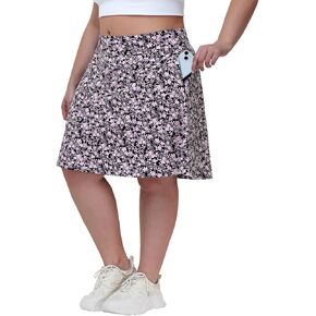ANIVIVO Plus Size Skorts for Women with Zipper Pockets 21" Knee Length Athletic Tennis Skirts with Wide Elastic Waistband in Kuwait