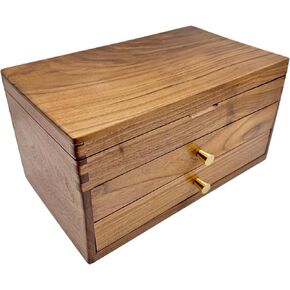 صندوق مجوهرات خشبي من خشب الجوز الأسود - منظم مجوهرات كبير من 3 طبقات مع بطانة مخملية، حقيبة تخزين خشبية مصنوعة يدويًا للقلائد والخواتم والأقراط - هدية رائعة لعيد الحب والذكرى السنوية in Kuwait