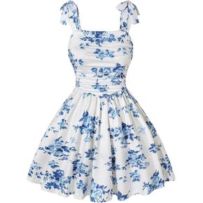 Floerns Girl's Floral Tie Shoulder Cami Midi Dress Sleeveless Summer Beach Dresses in Kuwait