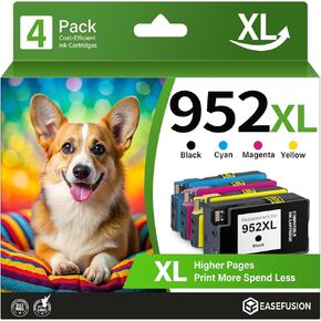 952XL Ink Cartridges 4 Combo Pack Compatible for HP Printer, 952XL 952 XL Ink Works OfficeJet 8702 7700 8210 8700 Series (Black, Cyan/Magenta/Yellow) (952XL-4packs) in Kuwait