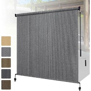 Shade&Beyond Outdoor Roller Shades with Splicing Design, Easy to Install Roll Up Patio Outside Blinds for Porch Pergola Gazebo, 5' W x 8' H, Grey in Saudi Arabia